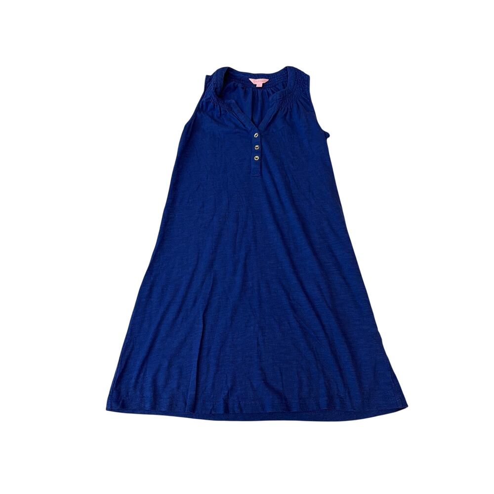Lilly Pulitzer Womens Essie Dress Shift XS Twilight Blue Sleeveless Cotton